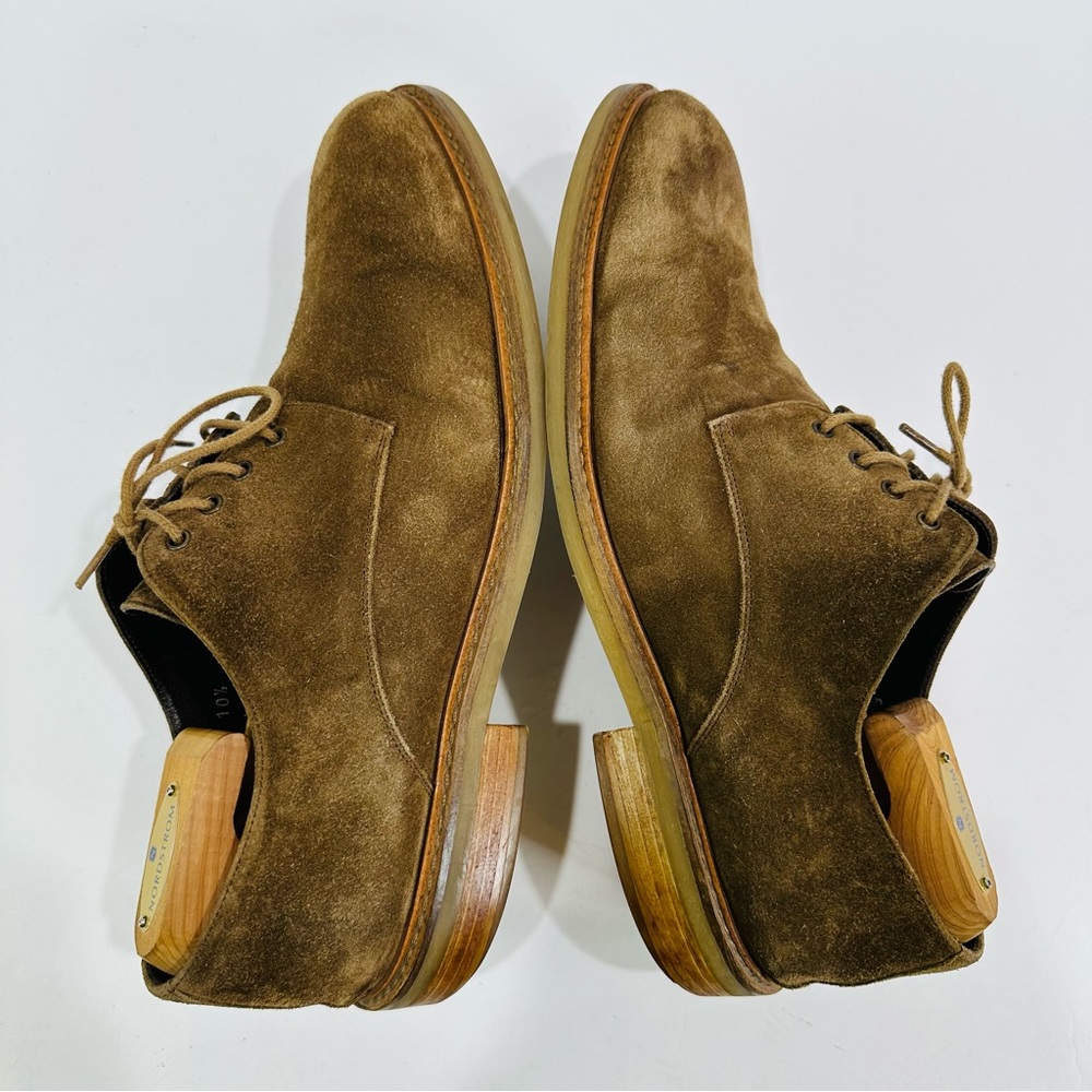🩷 PETERSON MID BROWN SUEDE DERBY LACE UP MENS SIZE 10.5 TO BOOT NEW YORK ITALY - Picture 7 of 12